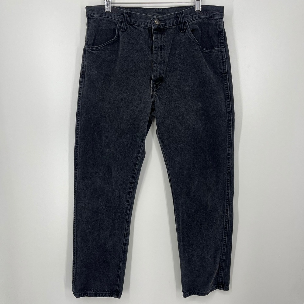 Rustler Mens Regular Fit Straight Leg Black Denim Jeans 36x32 87619CB